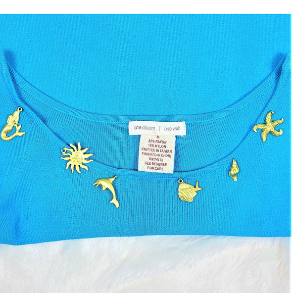 Nautical Boat-Neck 3/4 Sleeve Top Women's M #1220 - Picture 3 of 5